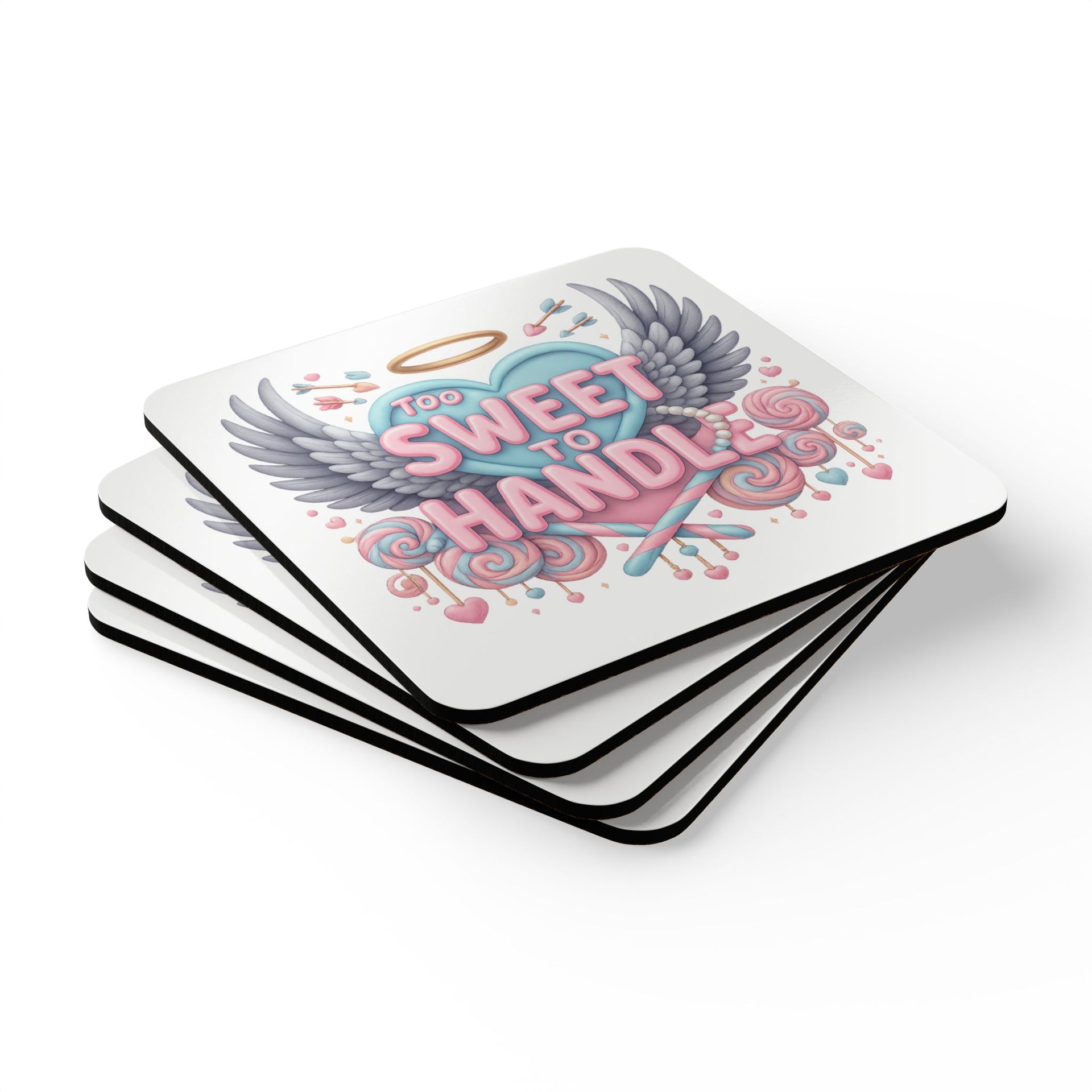 Too Sweet to Handle Coaster Set | Pastel Angel Wing Aesthetic Drink Coasters, Soft Girl Home Decor, Cute Table Gift - Stay Sipping LLC