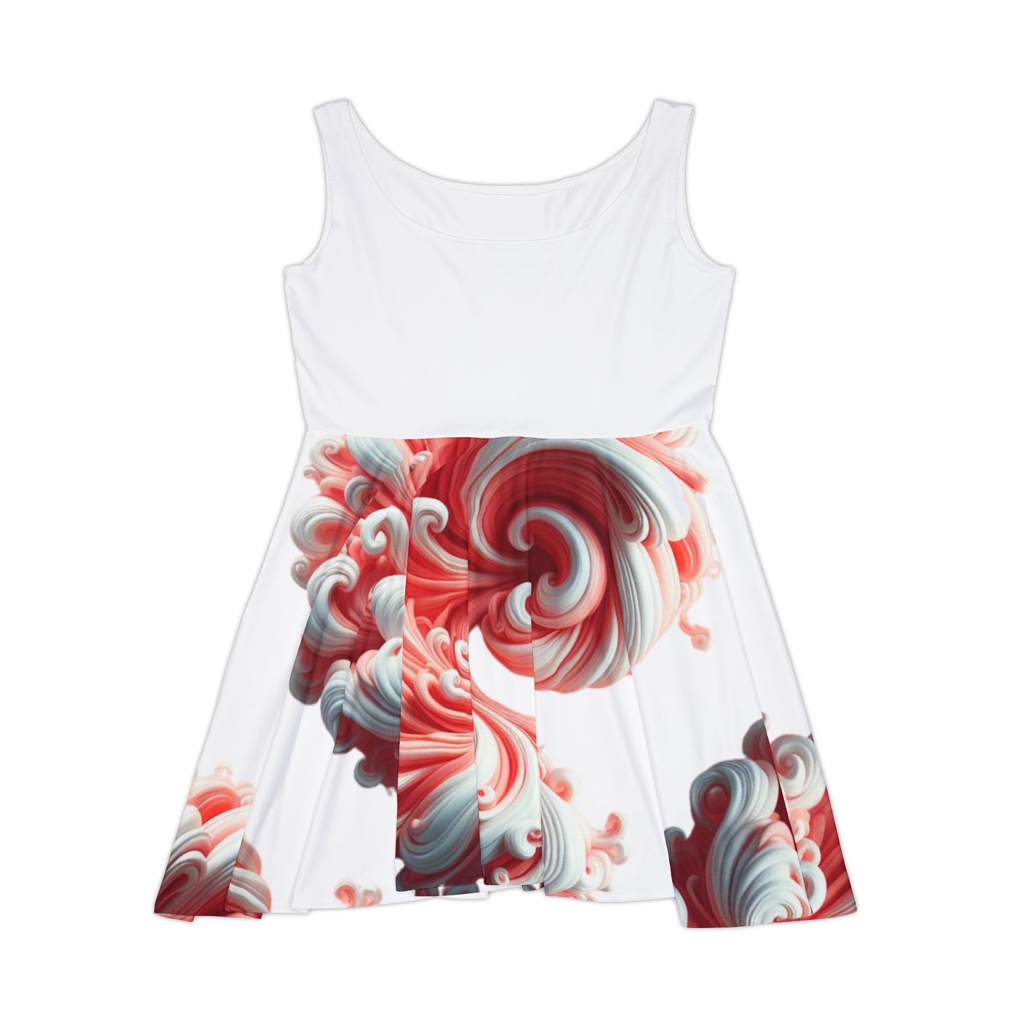 White and Coral Women's Skater Dress (AOP)