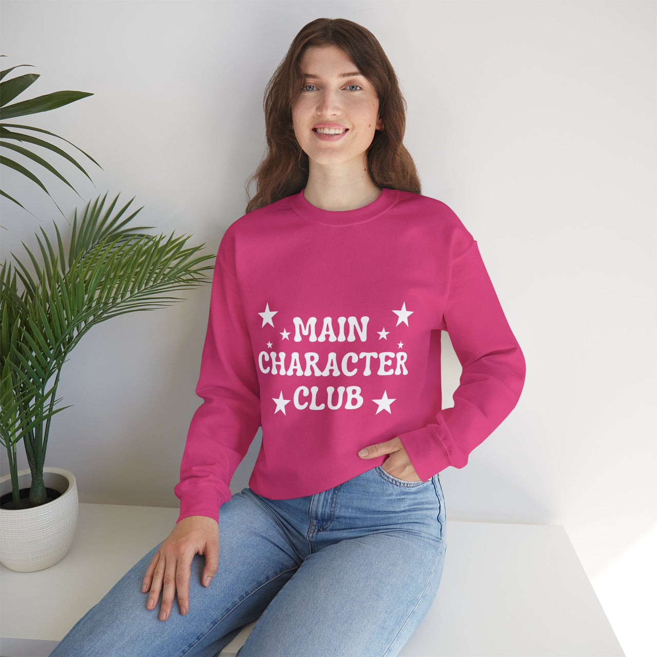 Main Character Club Sweatshirt | Pink Graphic Pullover, Cozy Unisex Crewneck, Empowerment Aesthetic Gift for Her, Soft Fleece Loungewear - Stay Sipping LLC