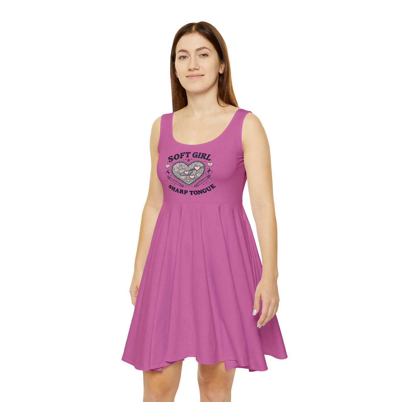 Soft Girl Sharp Tongue Skater Dress | Feminine Edgy Fit & Flare Dress, Cute Summer Outfit, Pink Aesthetic, Casual Messy Coquette - Stay Sipping LLC