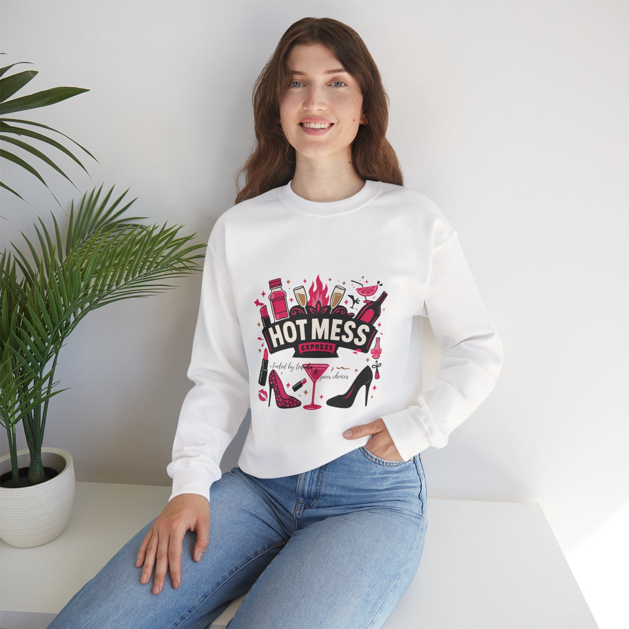 Hot Mess Express Sweatshirt | Funny Coquette Party Pullover, Tequila Drinking Crewneck for Women, Girls Trip & Bachelorette Gift - Stay Sipping LLC