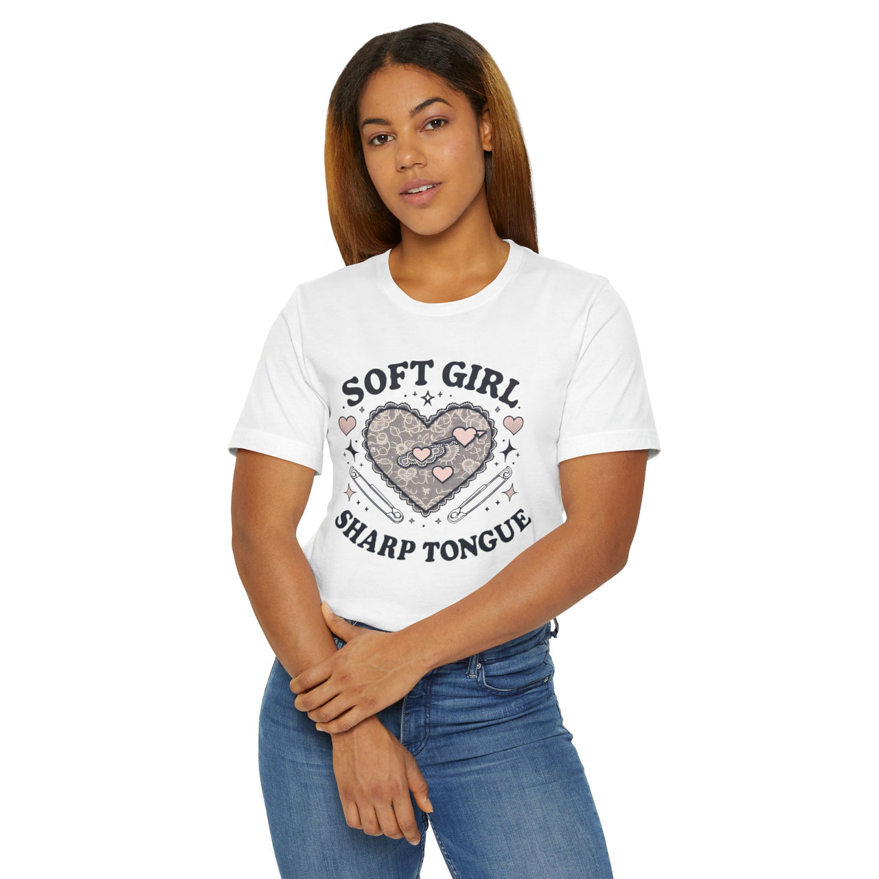 Soft Girl Sharp Tongue Unisex Jersey T-Shirt | Edgy Aesthetic Graphic Tee, Casual Streetwear, Cute Feminist Shirt, Gift for Her - Stay Sipping LLC