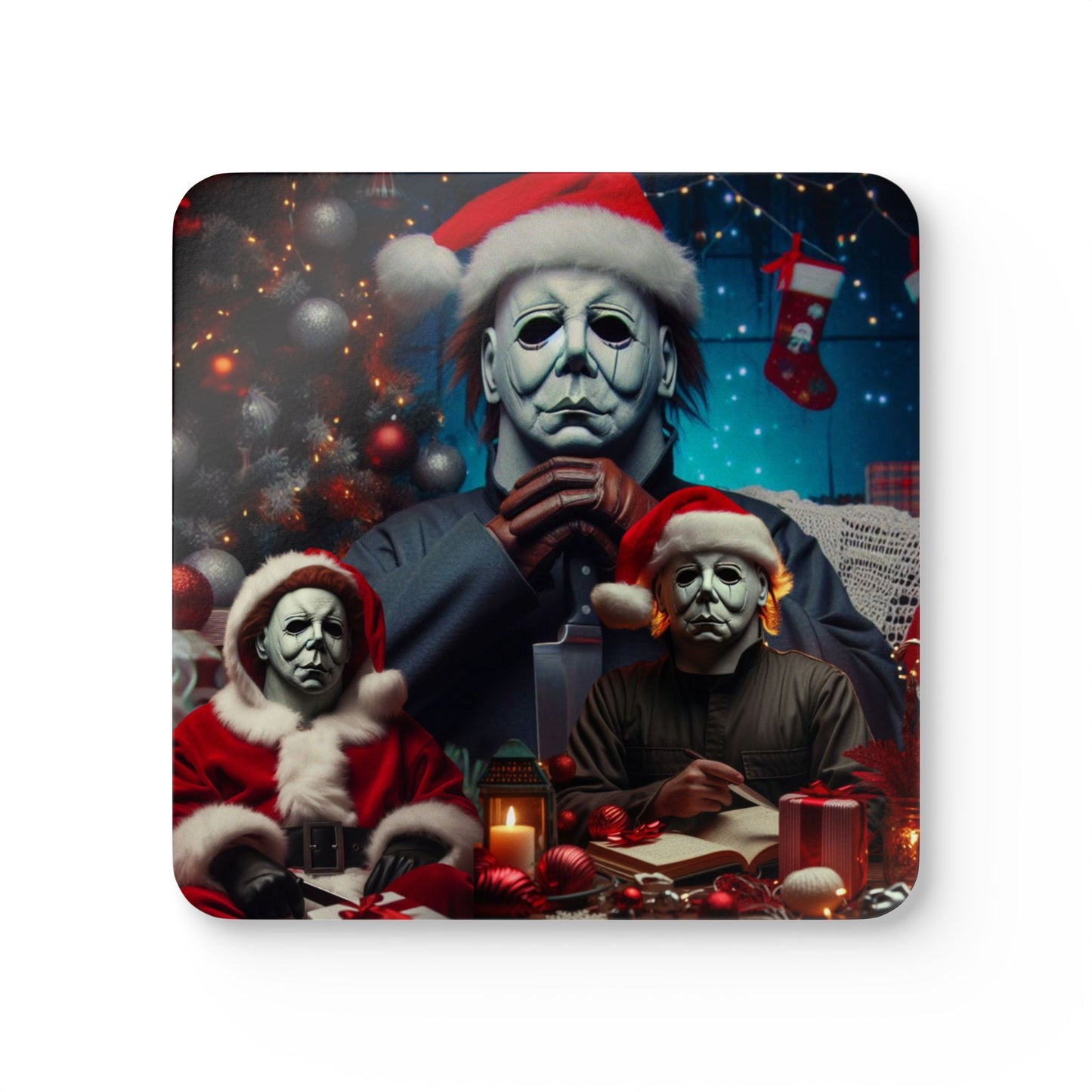 Merry Michael Christmas Corkwood Coaster Set