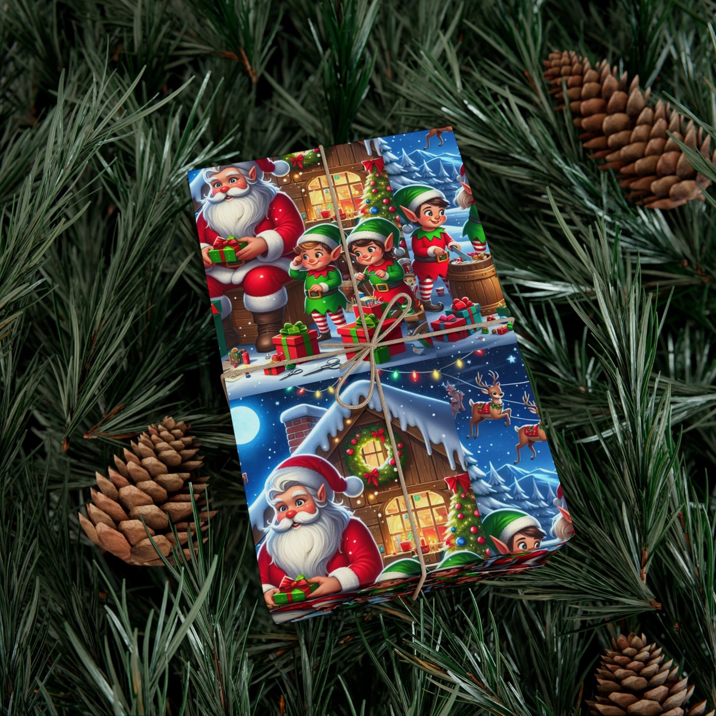 Santa Work Shop Gift Wrap Papers