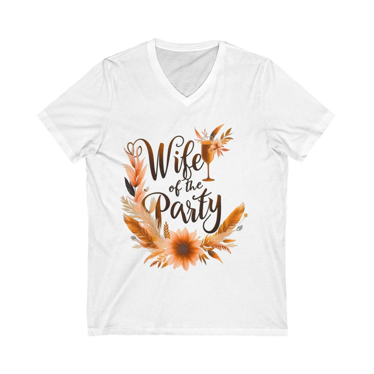 Wife of the Party V-Neck Tee | Bridal Shower Shirt, Wedding Celebration Floral To - Stay Sipping LLC