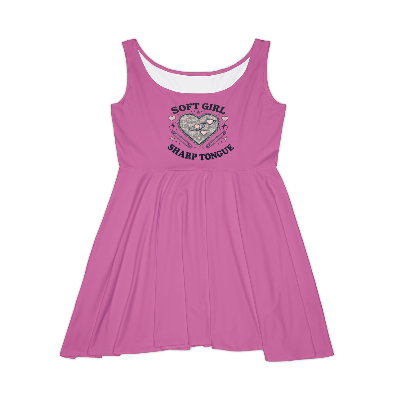 Soft Girl Sharp Tongue Skater Dress | Feminine Edgy Fit & Flare Dress, Cute Summer Outfit, Pink Aesthetic, Casual Messy Coquette - Stay Sipping LLC