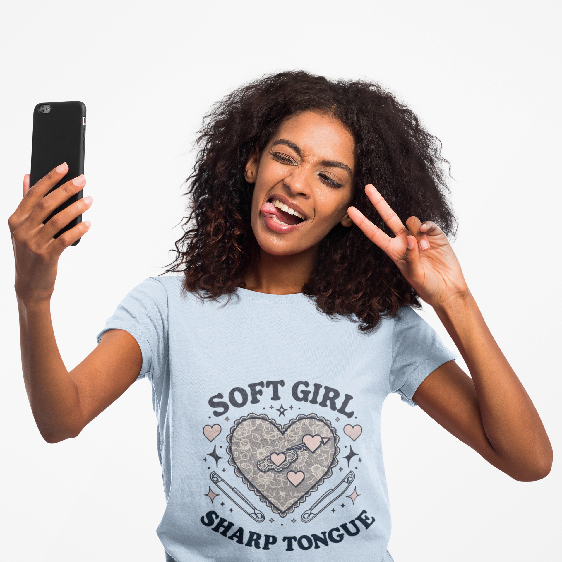 Soft Girl Sharp Tongue Women's Tee | Cute Edgy T-Shirt, Coquette Fashion, Feminine Streetwear, Gift for Her, Sassy Statement Shirt - Stay Sipping LLC