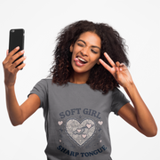 Soft Girl Sharp Tongue Women's Tee | Cute Edgy T-Shirt, Coquette Fashion, Feminine Streetwear, Gift for Her, Sassy Statement Shirt - Stay Sipping LLC