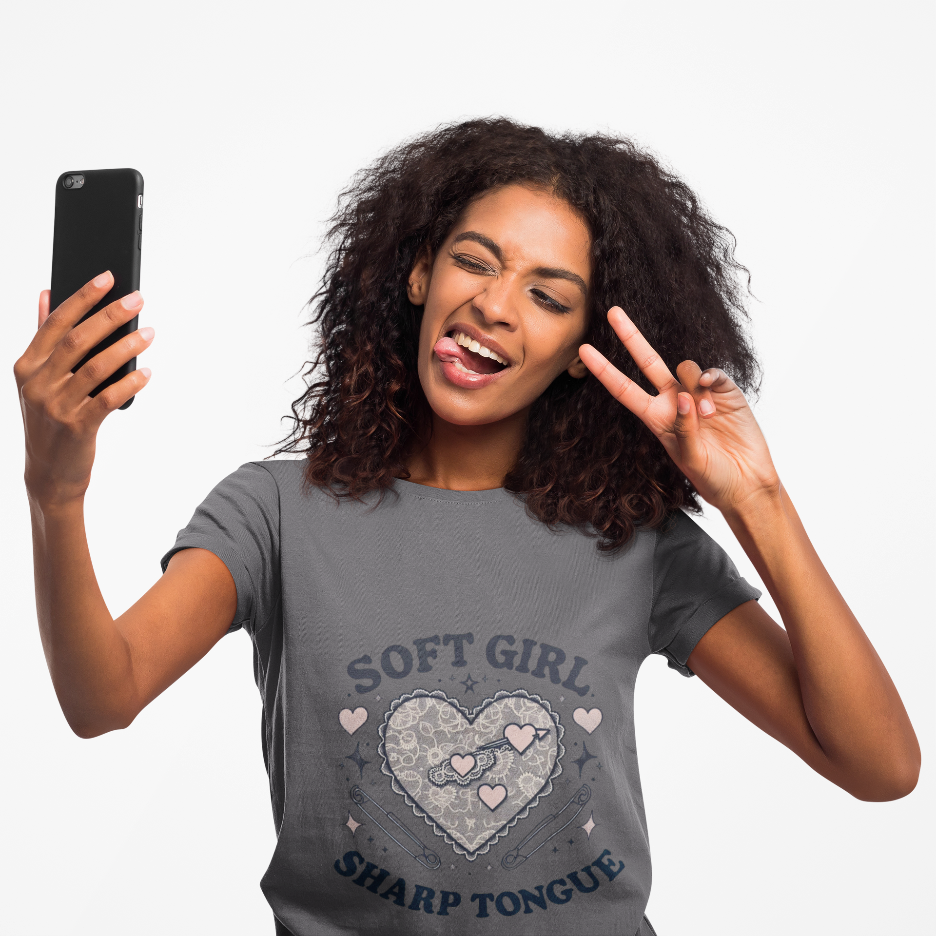 Soft Girl Sharp Tongue Women's Tee | Cute Edgy T-Shirt, Coquette Fashion, Feminine Streetwear, Gift for Her, Sassy Statement Shirt - Stay Sipping LLC
