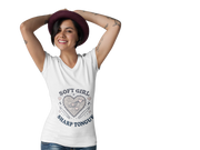 Soft Girl Sharp Tongue V-Neck Tee | Unisex Graphic T-Shirt, Cute Edgy Aesthetic, Coquette Streetwear, Feminine Punk Style, Gift for Her - Stay Sipping LLC