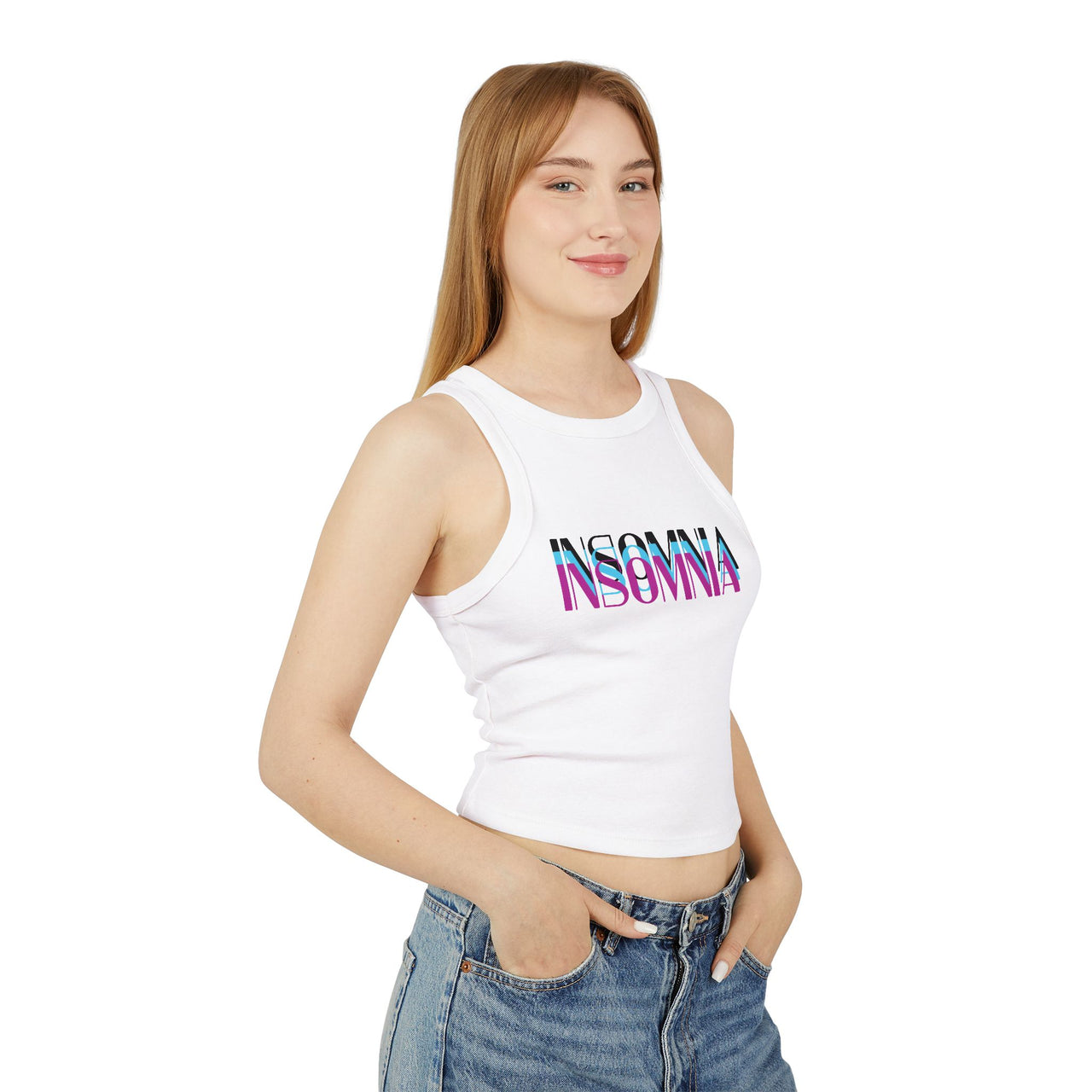 Midnight Vibes Tank | Insomnia Graphic Crop Top | Aesthetic Y2K Sleeveless Shirt - Stay Sipping LLC