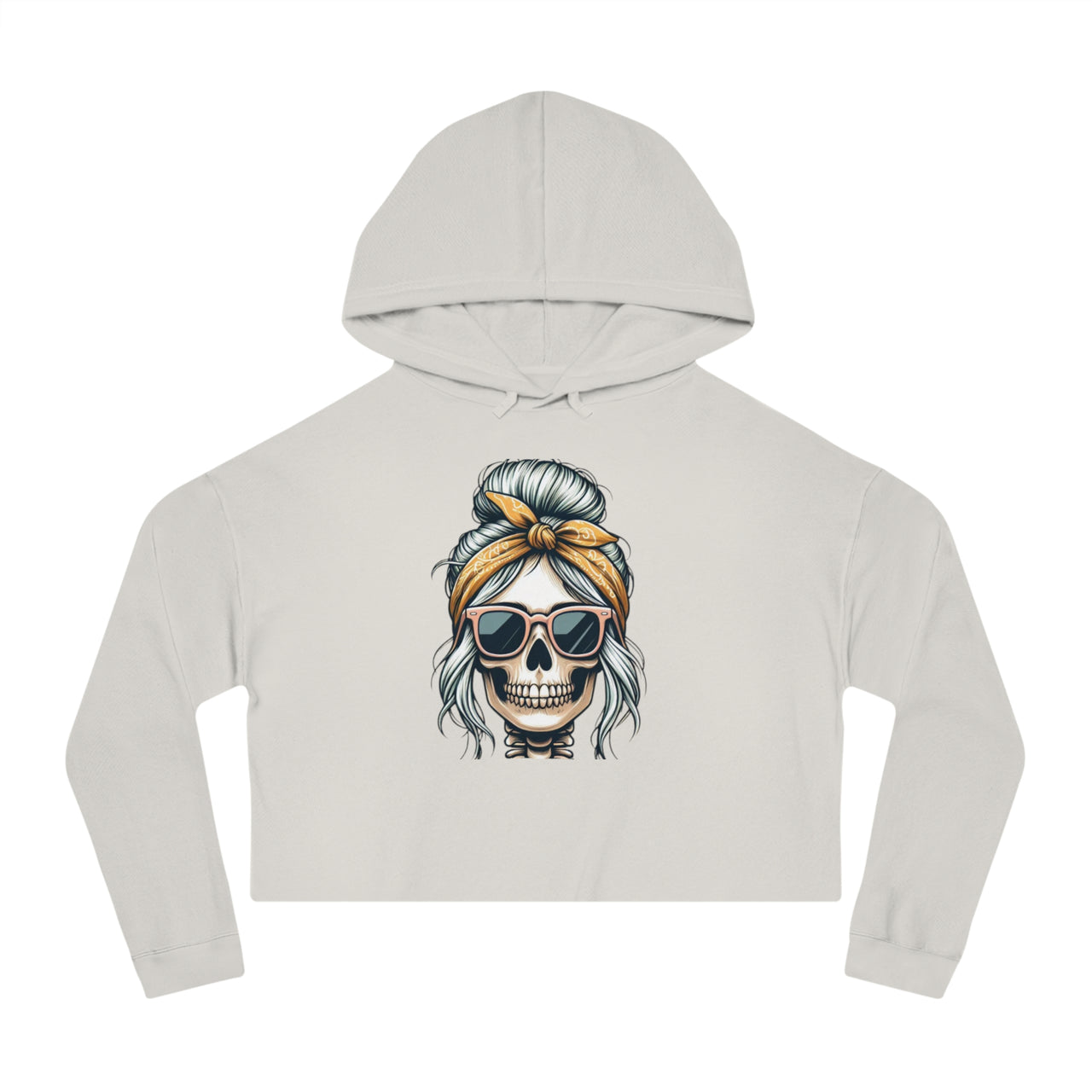 Skull Chic Crop Hoodie | Trendy Gothic Aesthetic Sweatshirt, Edgy Skull Fashion, Stylish Women’s Pullover - Stay Sipping LLC