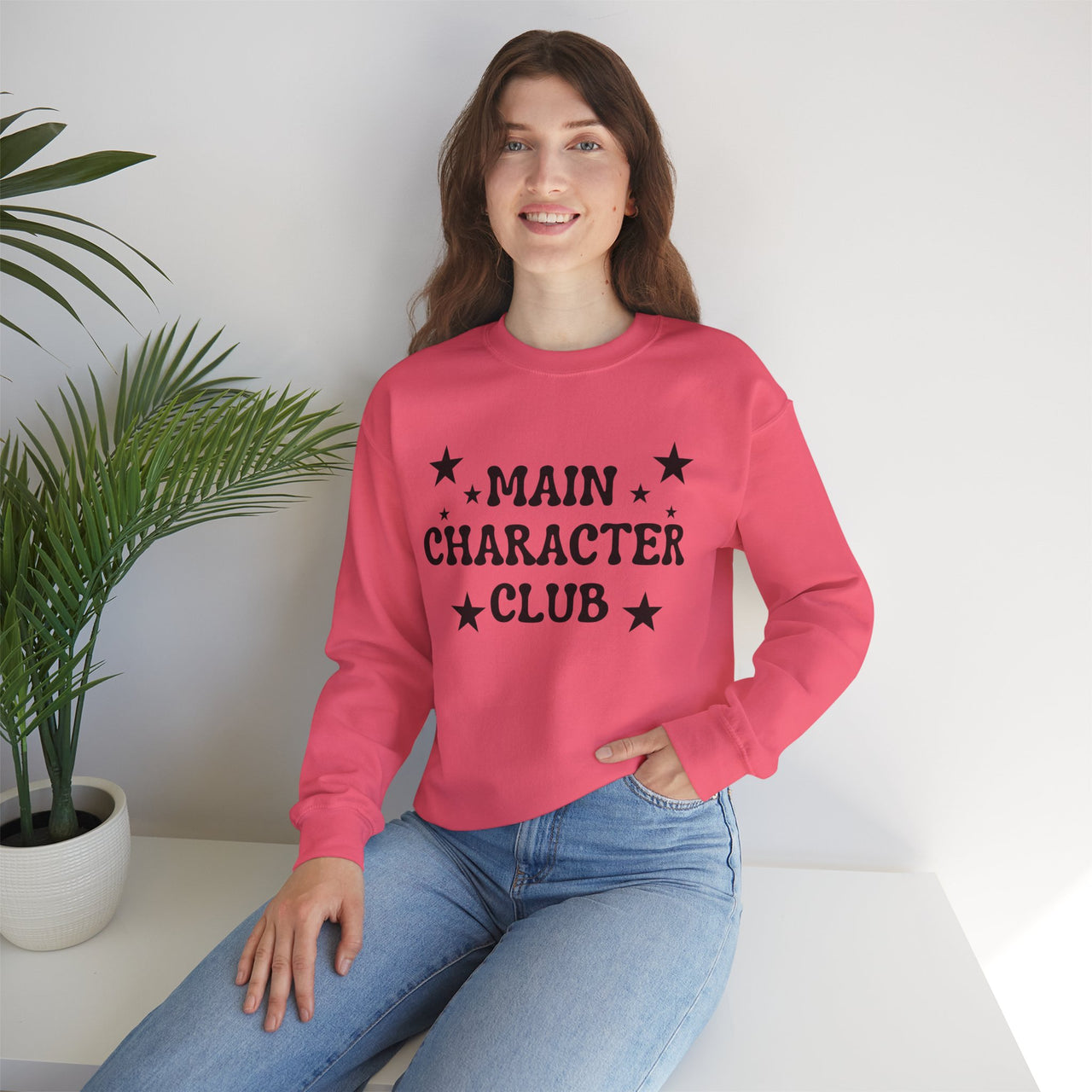 Main Character Club Sweatshirt | Cozy Graphic Pullover for Women, Empowerment Crewneck, Pink Aesthetic Sweater, Trendy Statement Top - Stay Sipping LLC
