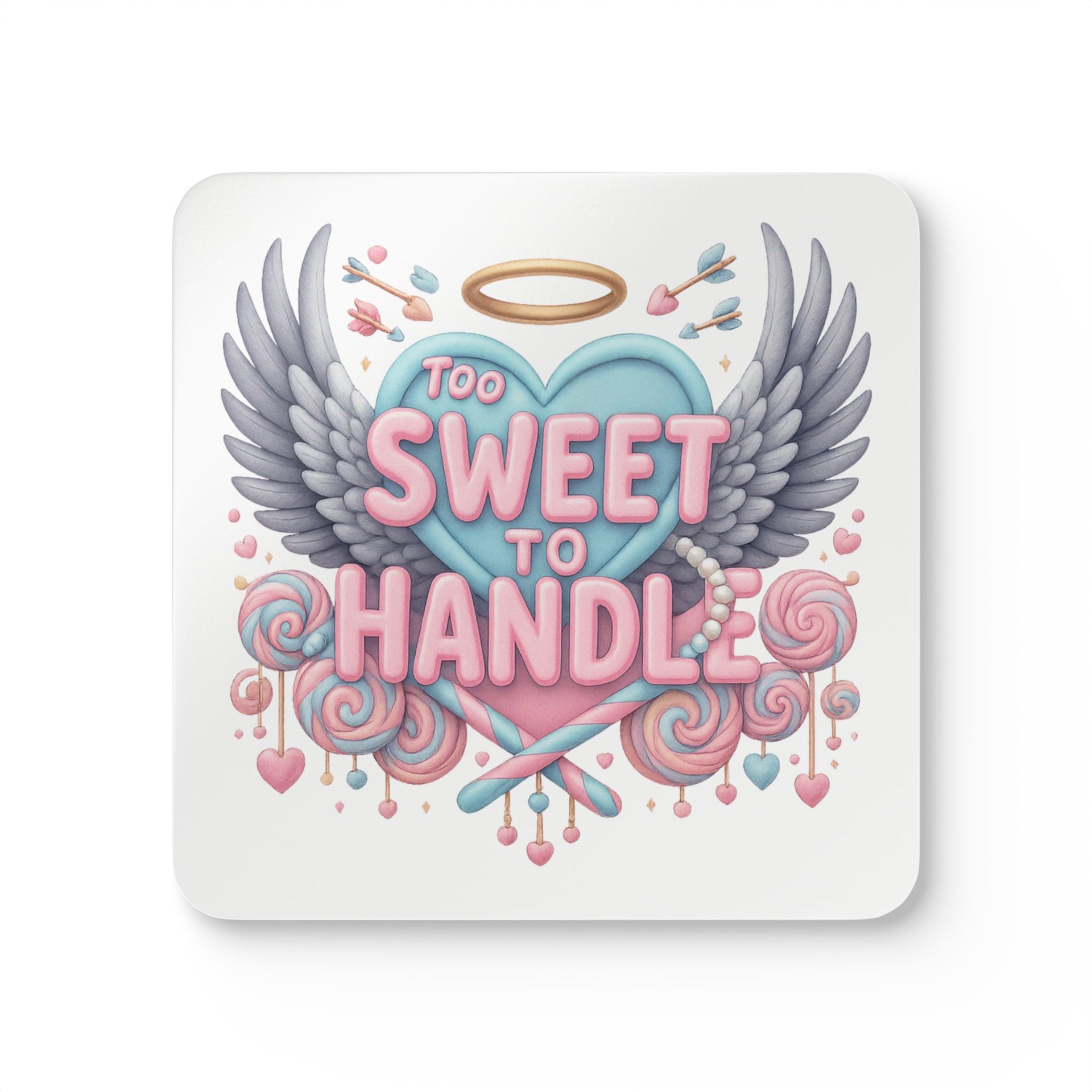 Too Sweet to Handle Coaster Set | Pastel Angel Wing Aesthetic Drink Coasters, Soft Girl Home Decor, Cute Table Gift - Stay Sipping LLC
