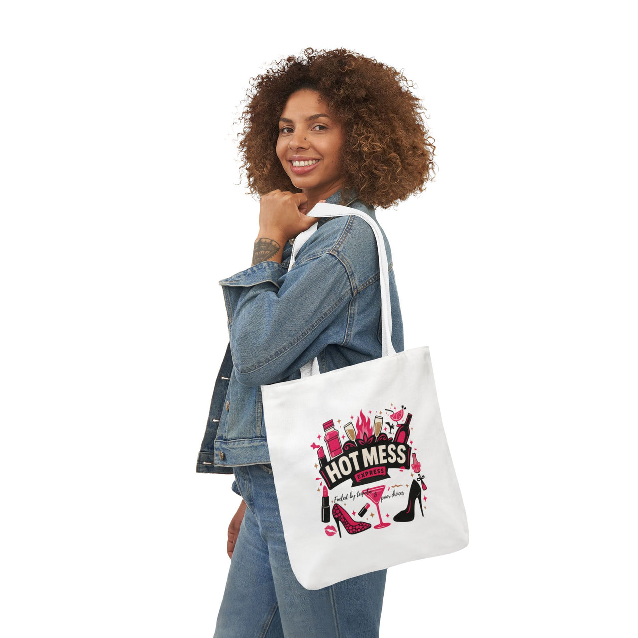 Hot Mess Express Tote Bag | Funny Coquette Canvas Bag, Tequila Girls Trip Gift, Bachelorette Party Beach Tot - Stay Sipping LLC