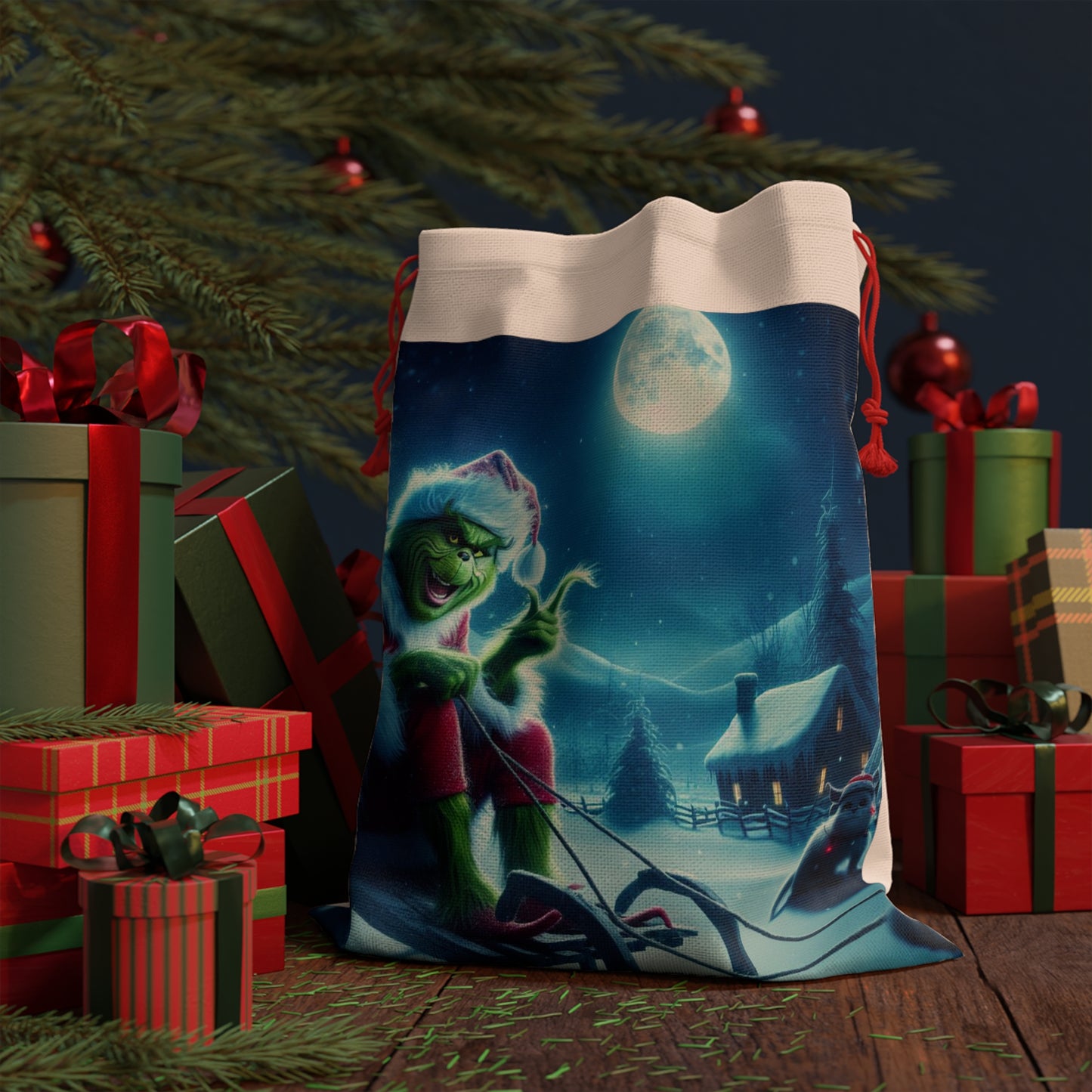 Mischievous Grinch Sleigh Ride Gift Bag