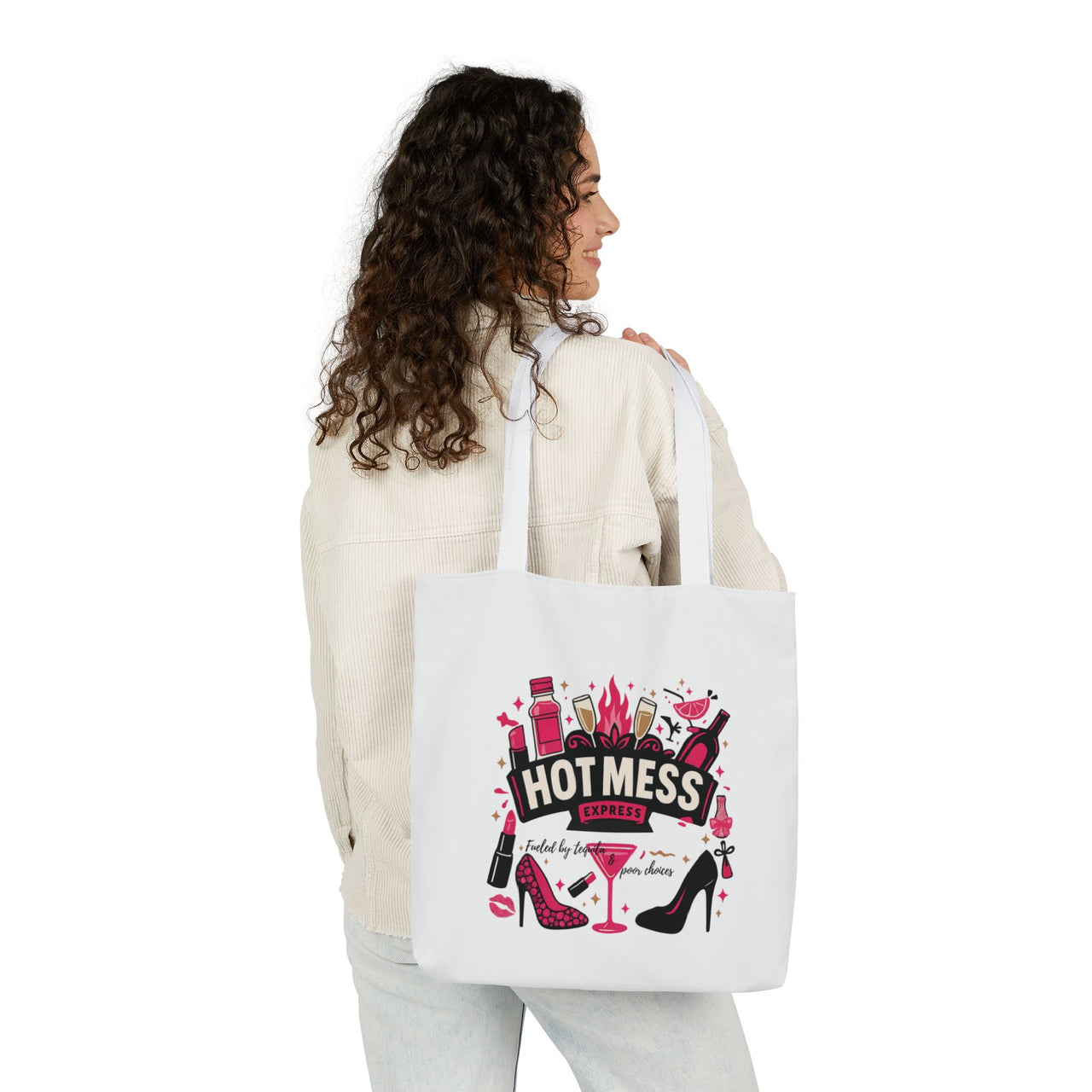 Hot Mess Express Tote Bag | Funny Coquette Canvas Bag, Tequila Girls Trip Gift, Bachelorette Party Beach Tot - Stay Sipping LLC