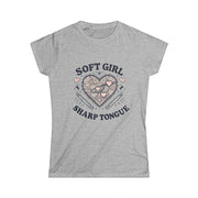 Soft Girl Sharp Tongue Women's Tee | Cute Edgy T-Shirt, Coquette Fashion, Feminine Streetwear, Gift for Her, Sassy Statement Shirt - Stay Sipping LLC