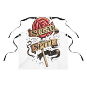 Sugar and Spite White Apron | Cute Candy-Themed Kitchen Apron, Fun Cooking Gift, Halloween Baking Accessory, Whimsical Chef Wear - Stay Sipping LLC