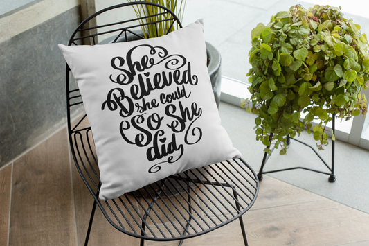 Believe Polyester Square Pillow