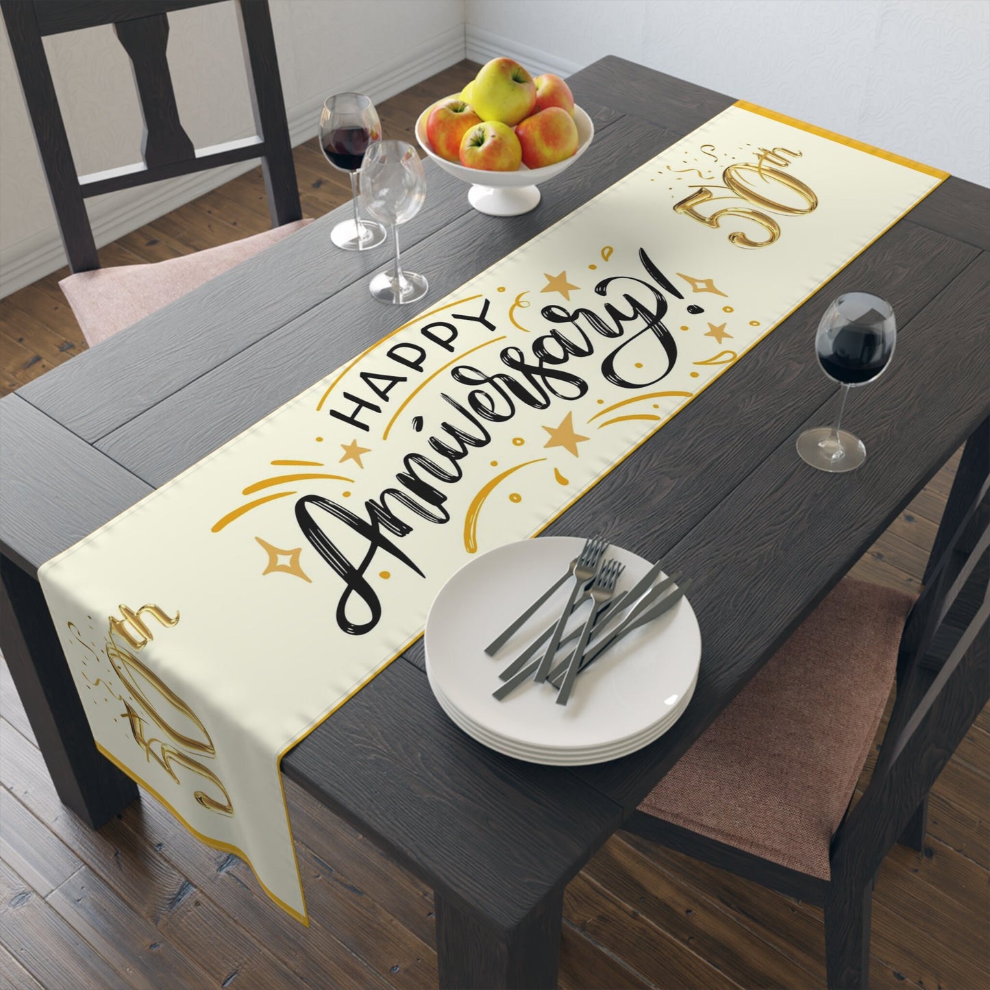 Custom Happy Anniversary Table Runner (Cotton, Poly)