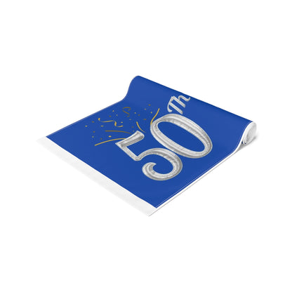 Timeless Blue 50th Anniversary  Custom Table Runner (Cotton, Poly)