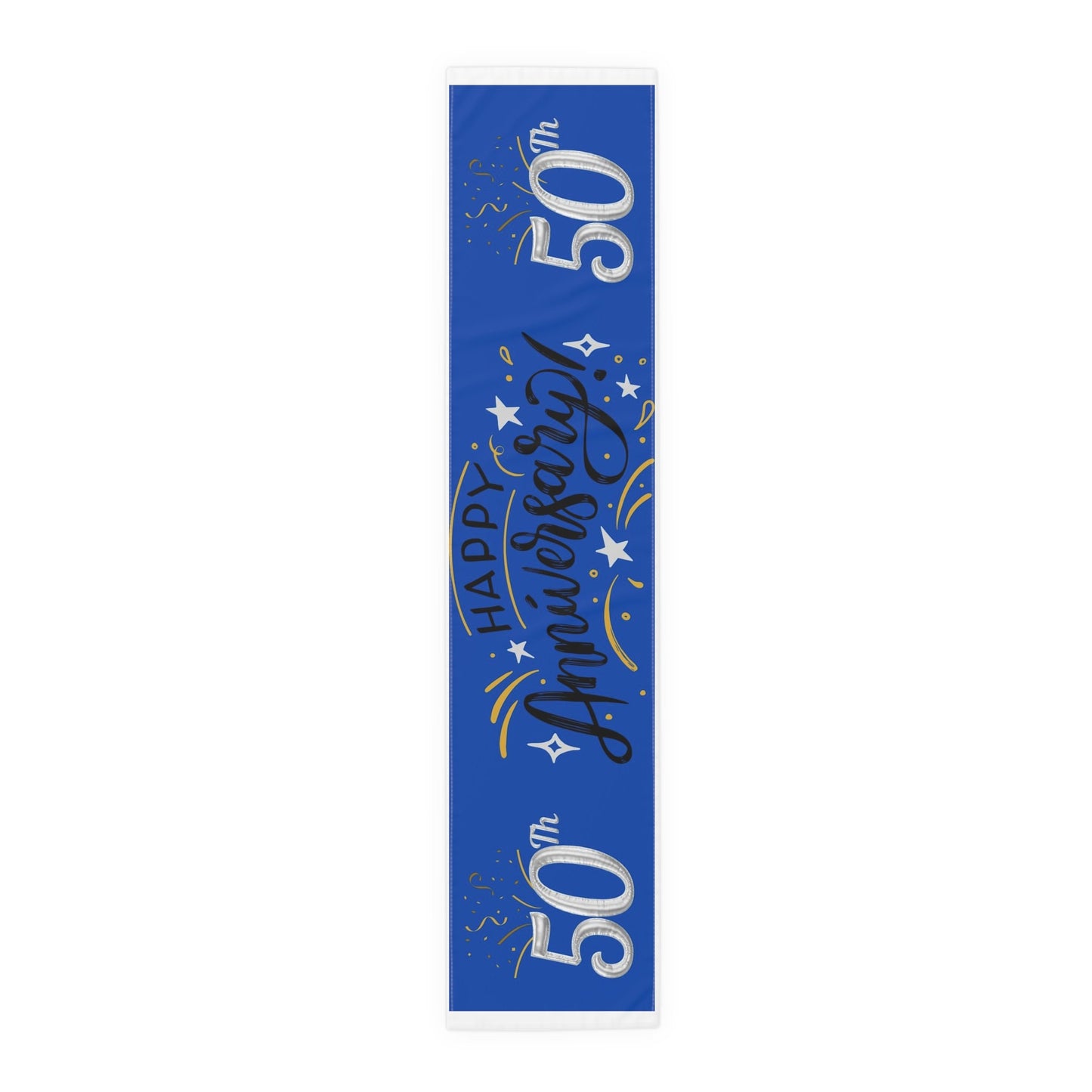 Timeless Blue 50th Anniversary  Custom Table Runner (Cotton, Poly)