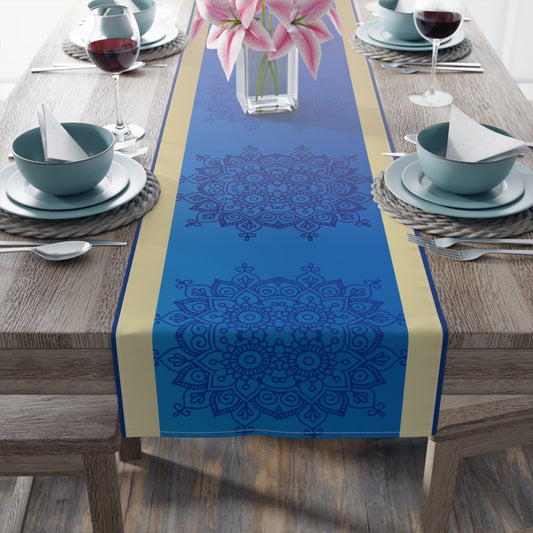 Blue and Gold Table Runner (Cotton, Poly)