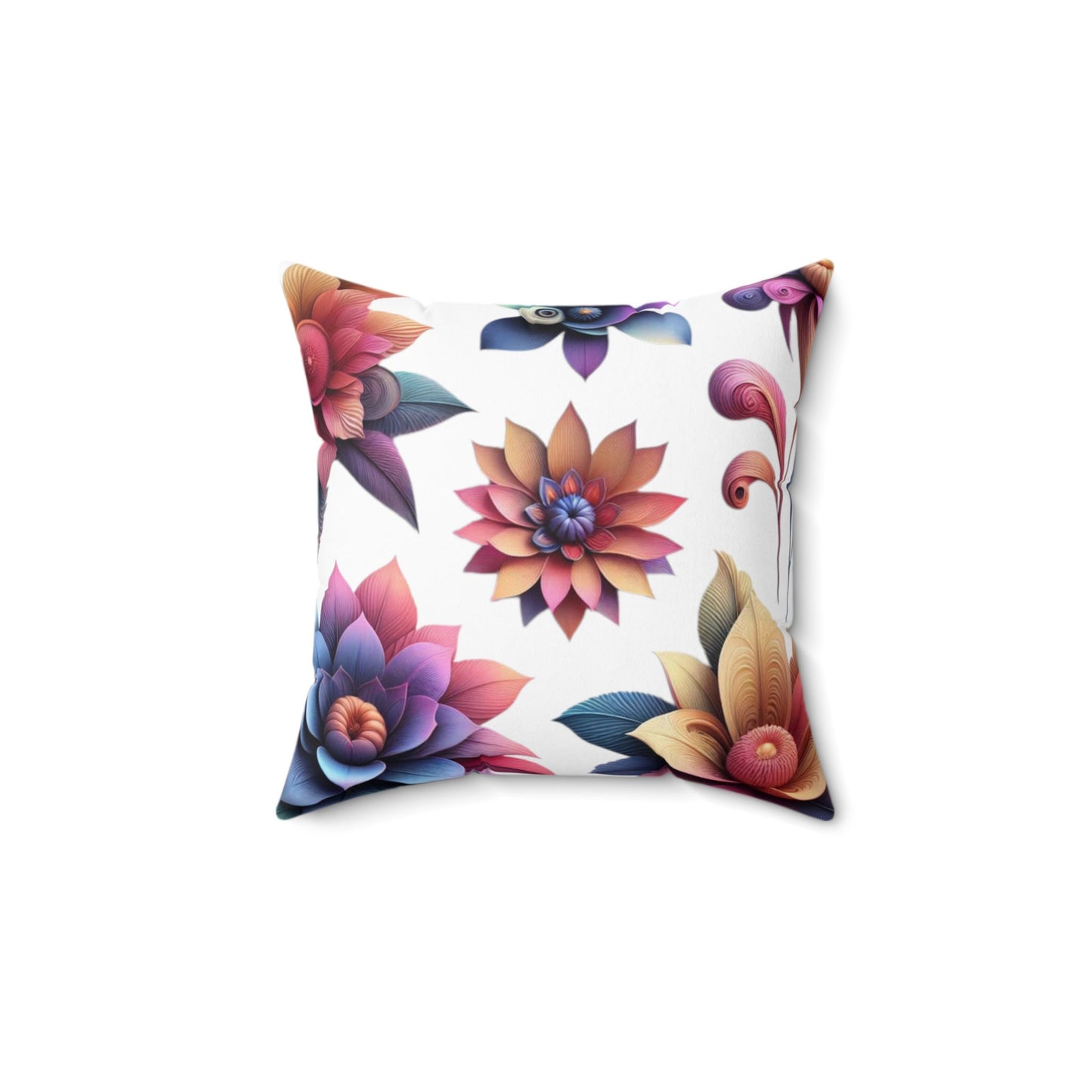 Flower Spun Polyester Square Pillow