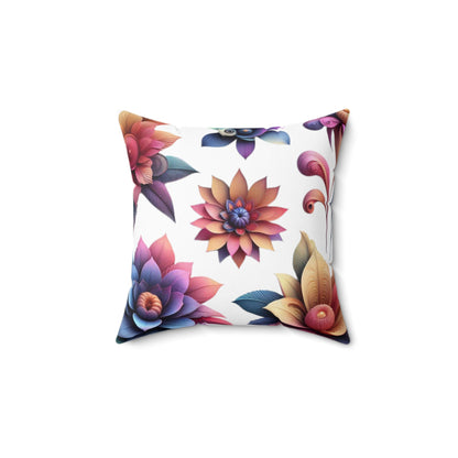 Flower Spun Polyester Square Pillow