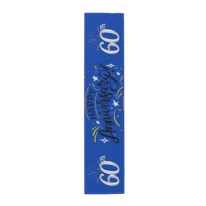 Blue 60th Anniversary Table Runner (Cotton, Poly)