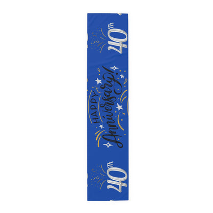 Blue 40th Anniversary Table Runner (Cotton, Poly)