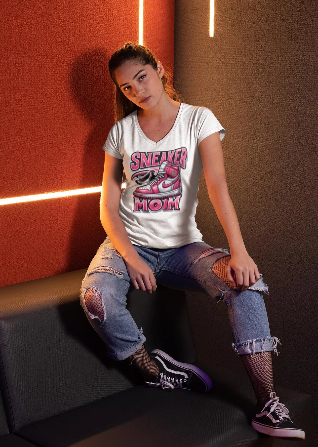 Sneaker Mom V-Neck Tee | Casual Style for Sneaker Lovers & Cool Moms - Stay Sipping LLC