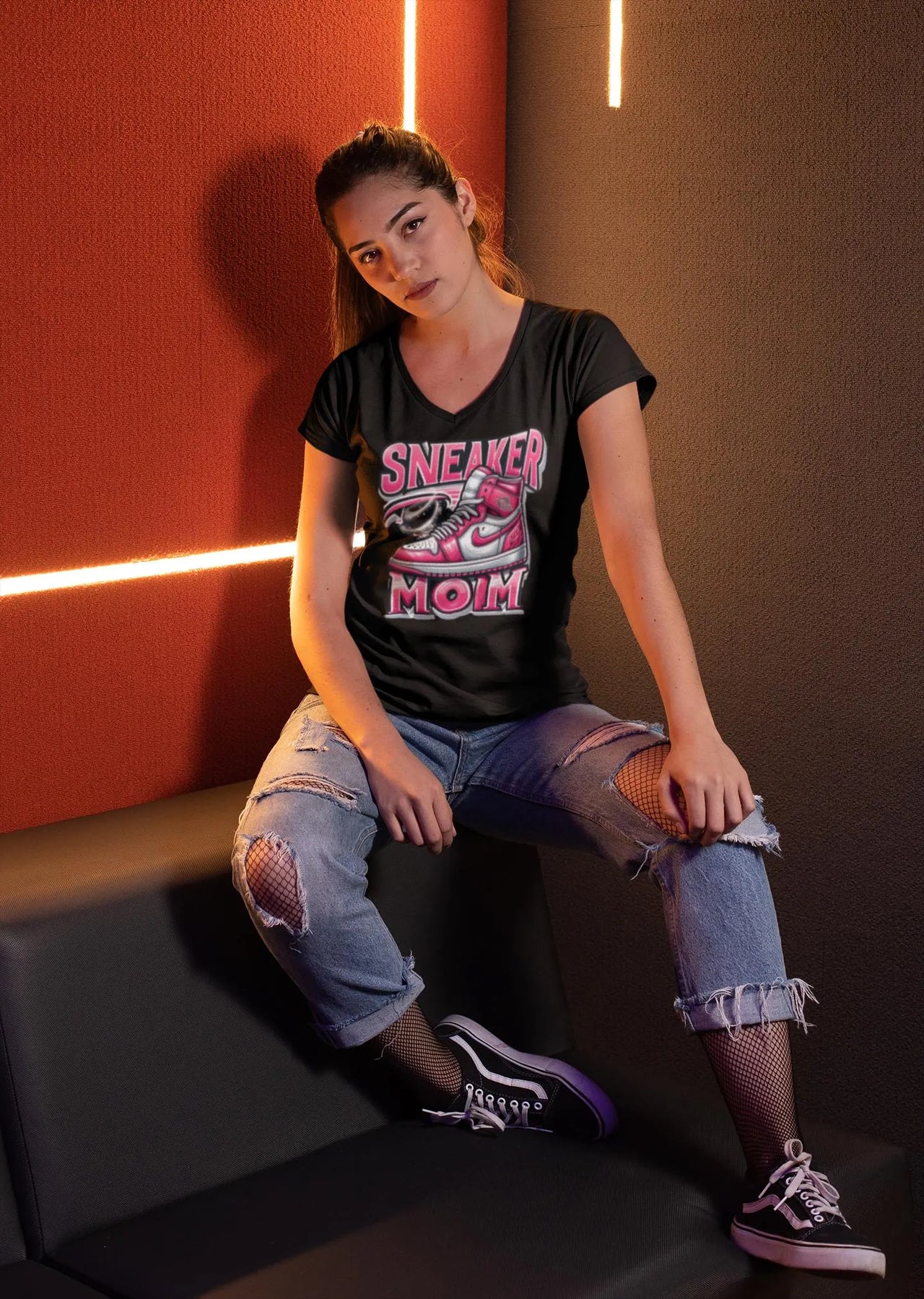 Sneaker Mom V-Neck Tee | Casual Style for Sneaker Lovers & Cool Moms - Stay Sipping LLC